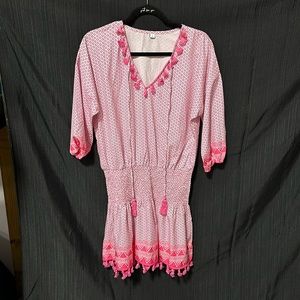Pink Tassel-Trim Women's Dress